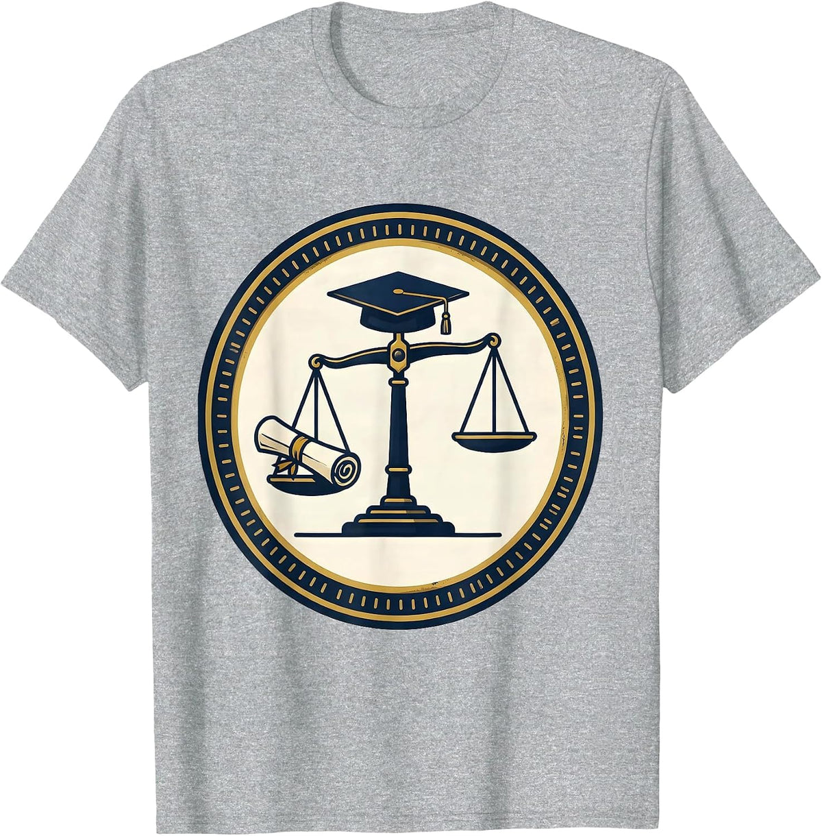 Men's Sealed Balance Scale Doctoral Cap PhD Graduation Humor T-Shirt - Heather Grey