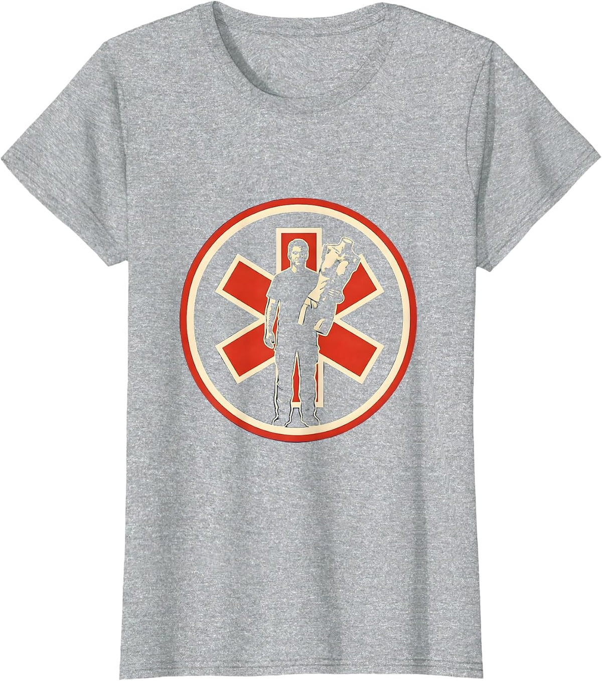 Women's EMT Mannequin Deadpan Humor Stencil Graphic T-Shirt - Heather Grey