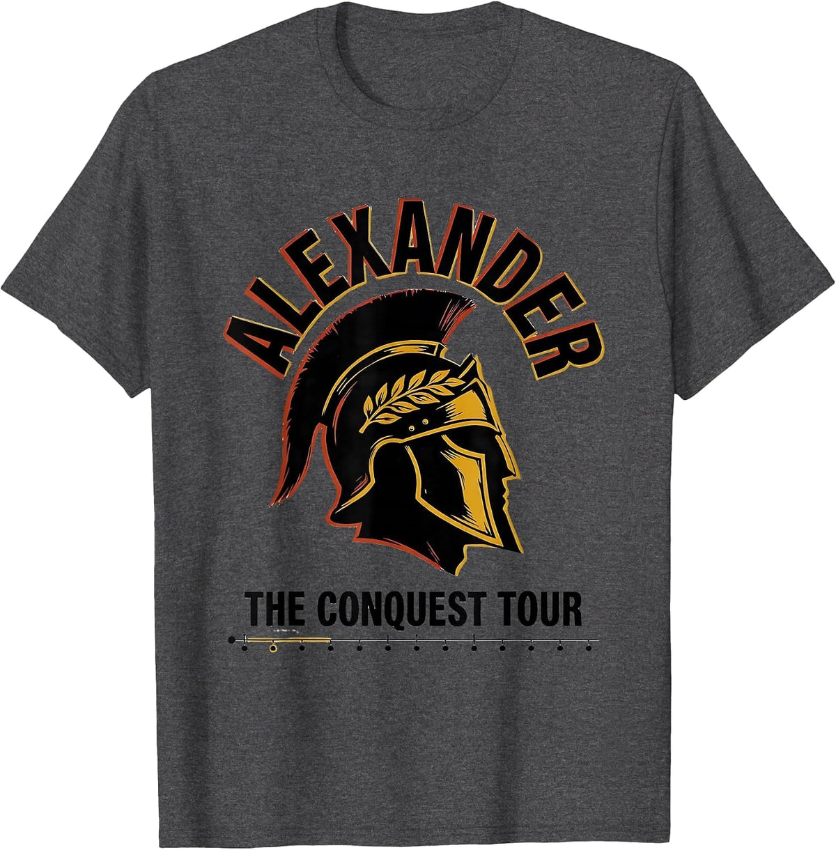 Men's Alexander — The Conquest Tour Funny History Teacher History T-Shirt - Dark Heather Grey