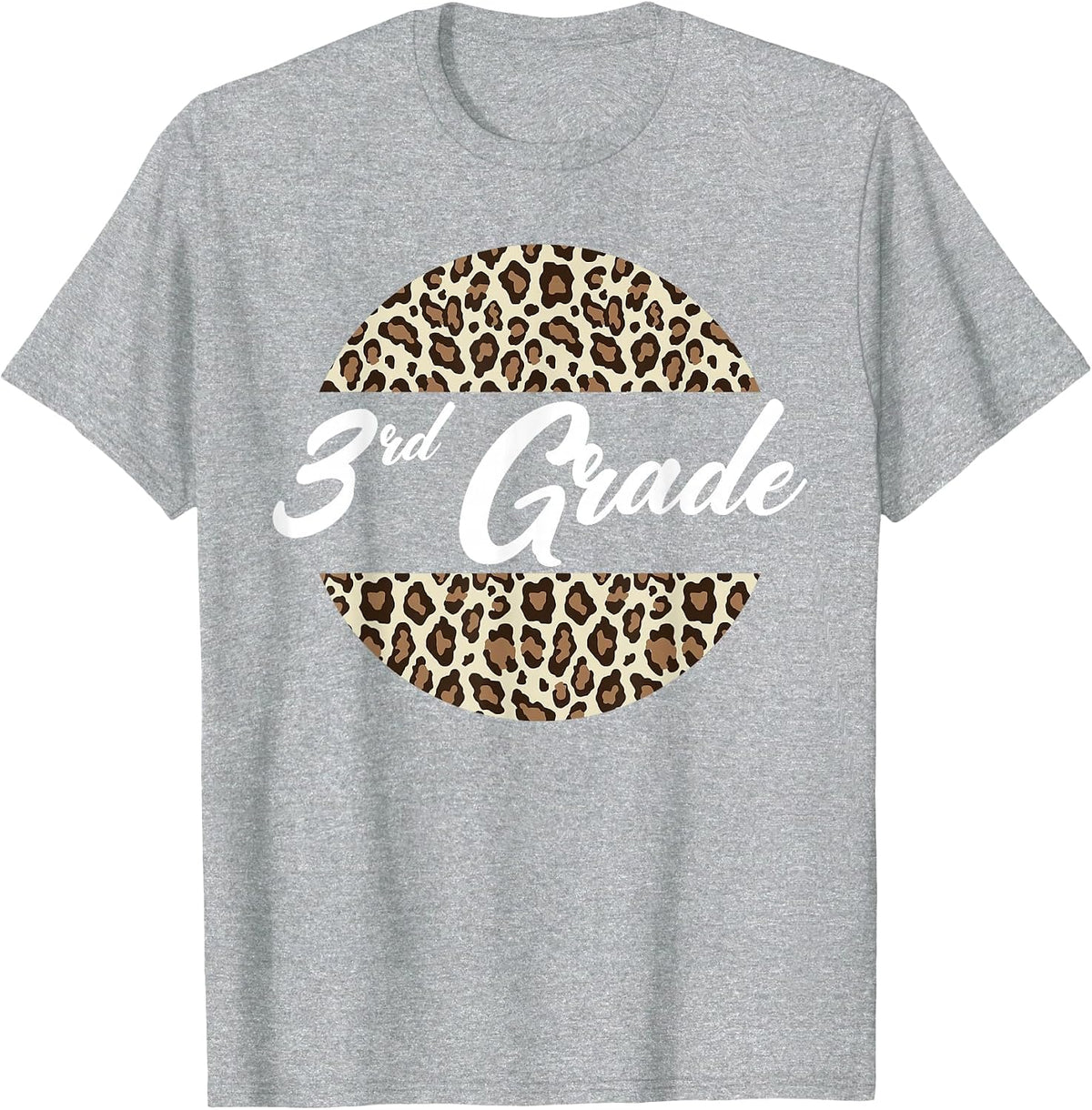 3rd Grade Cheetah Print School Teacher Student Third Grade T-Shirt - Heather Grey