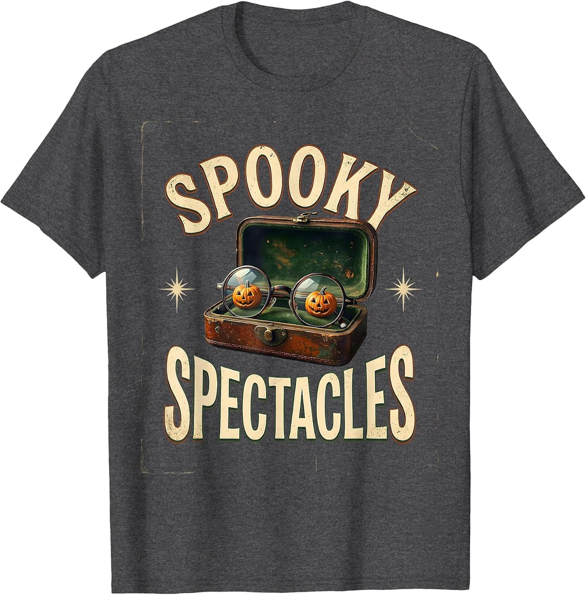 Spooky Spectacles Vintage Funny Optometrist Halloween Eye T-Shirt - Dark Heather Grey