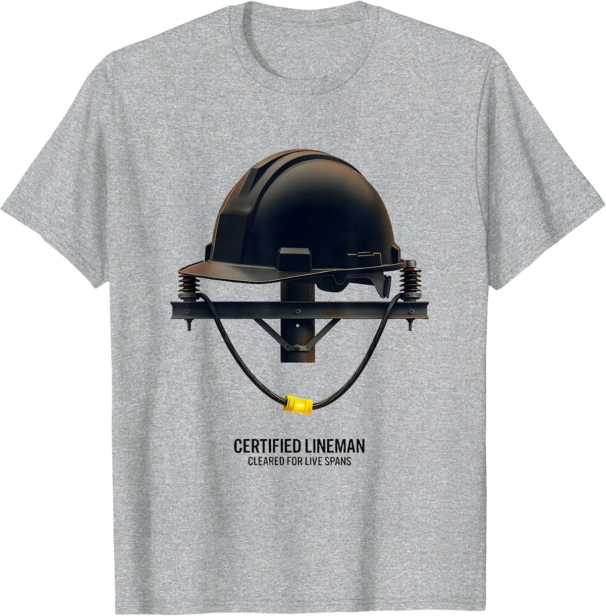 Men's Certified Lineman, Cleared For Live Spans Funny T-Shirt - Heather Grey