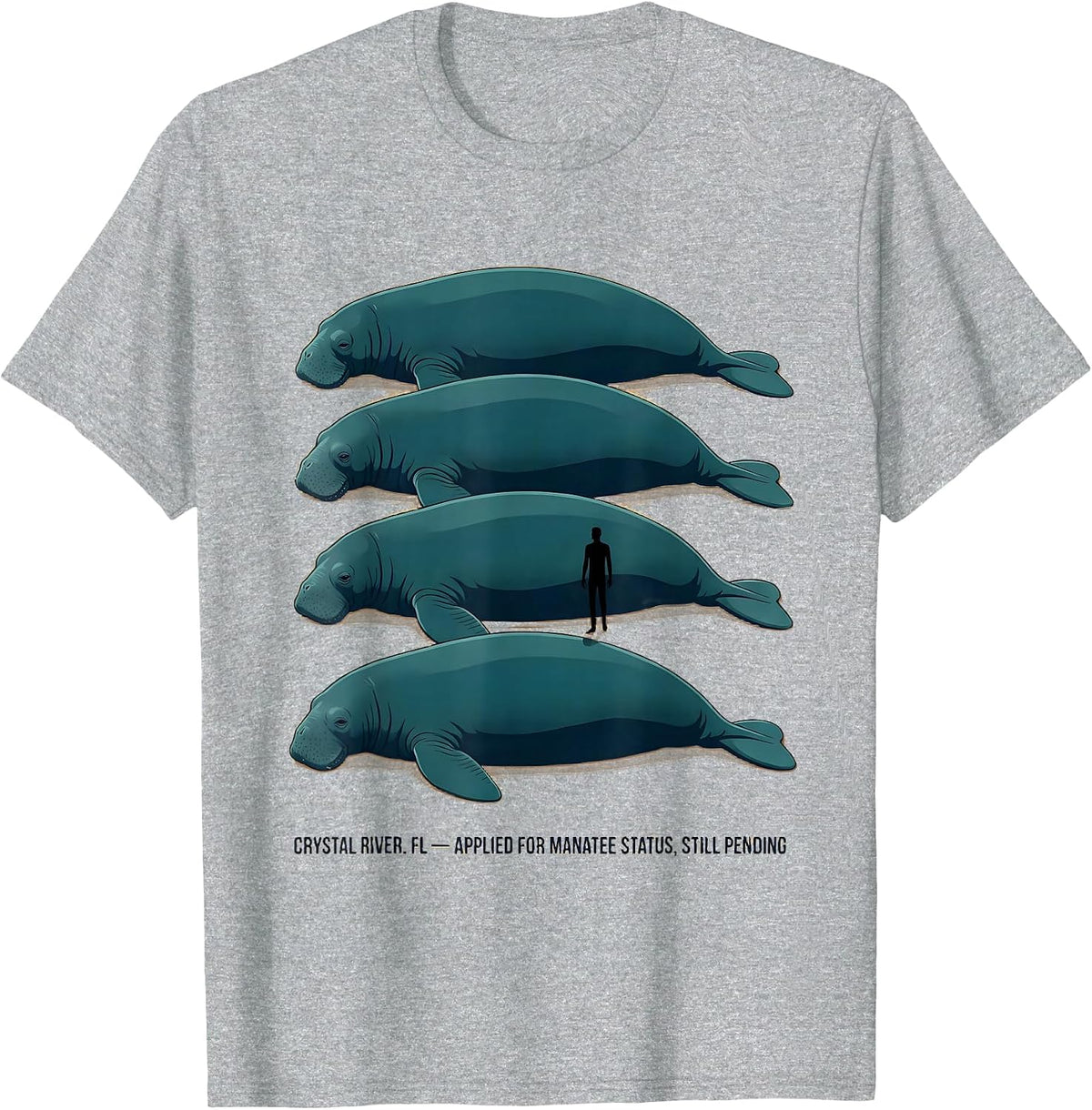 Men's Crystal River FL Manatee Status Pending Humor T-Shirt - Heather Grey