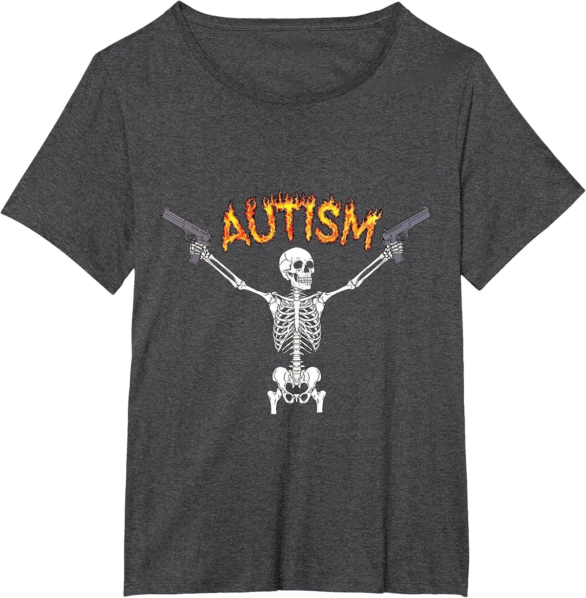Autism Awareness Skeleton Autism Skeleton Funny Meme T-Shirt - Dark Heather Grey