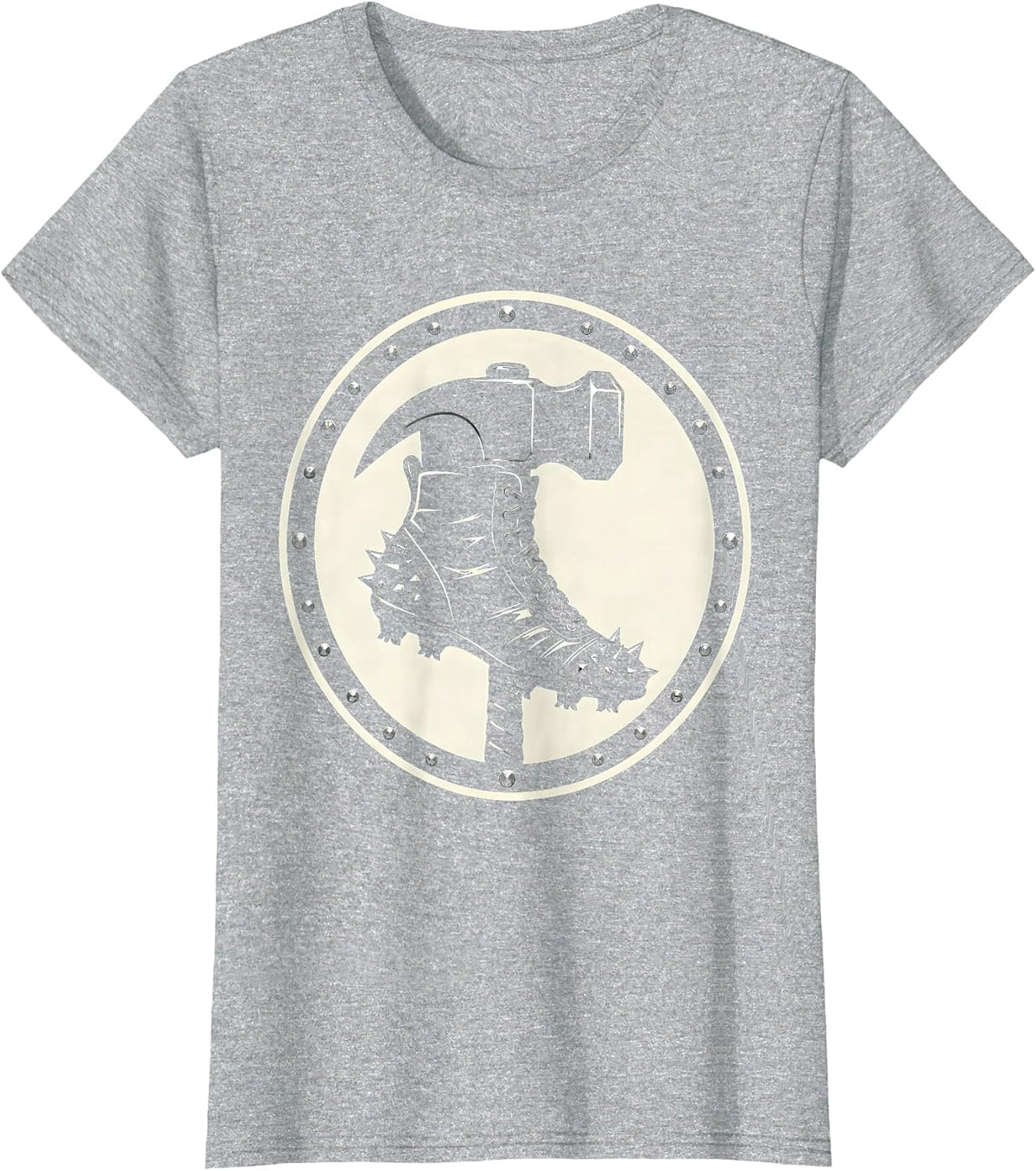 Women's Rugby War Hammer Boot Graphic Design T-Shirt - Heather Grey