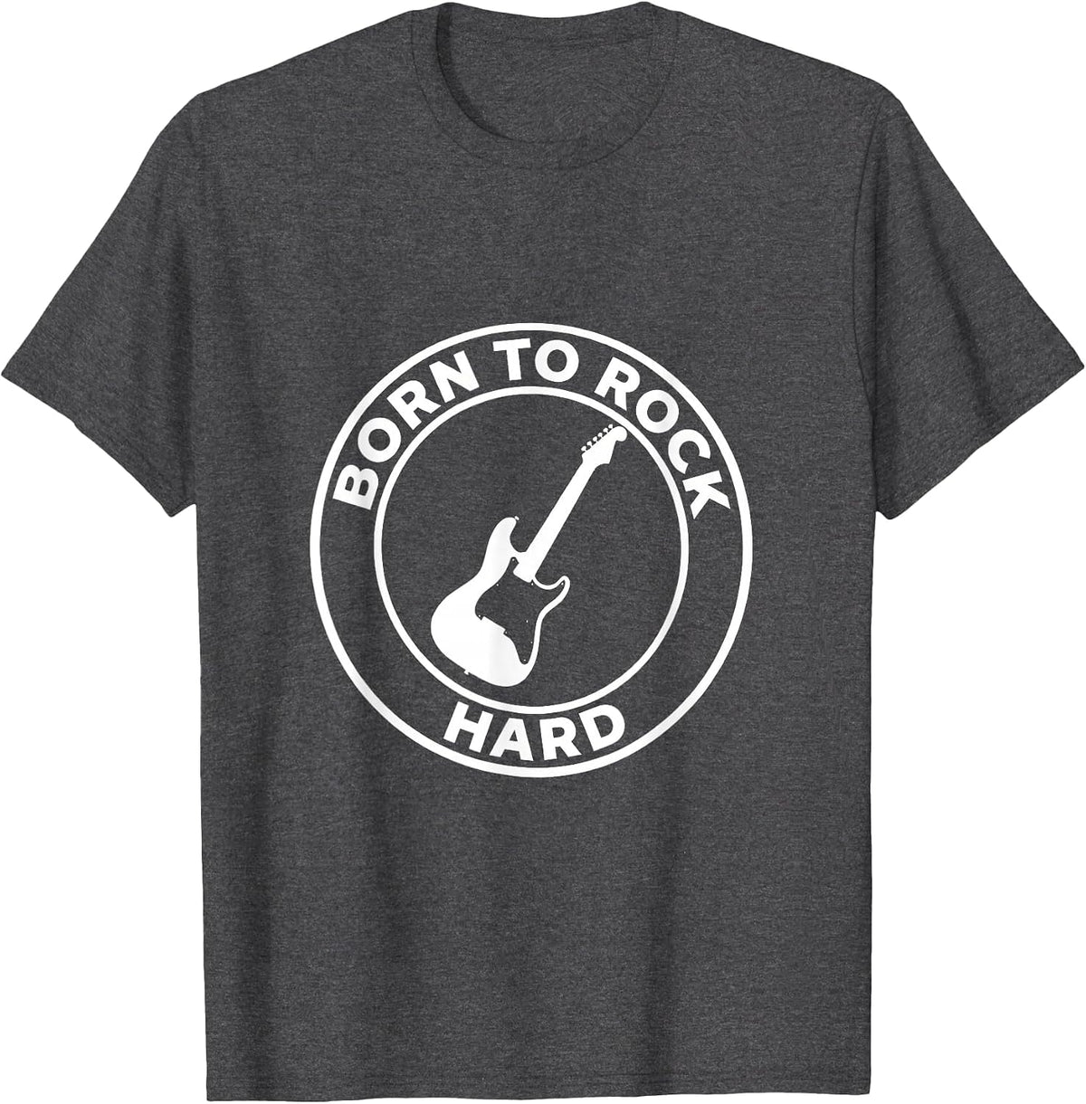 Born to Rock Hard Band Graphic Design T-Shirt - Dark Heather Grey