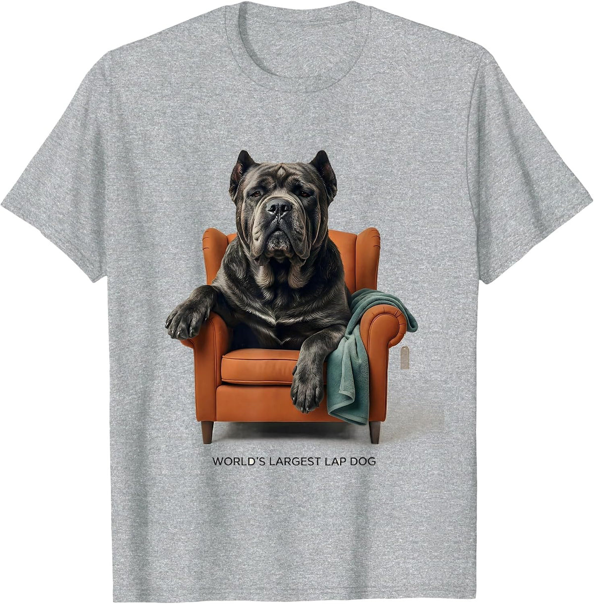 Men's World's Largest Lap Dog Funny Cane Corso Dog Owner Breed T-Shirt - Heather Grey