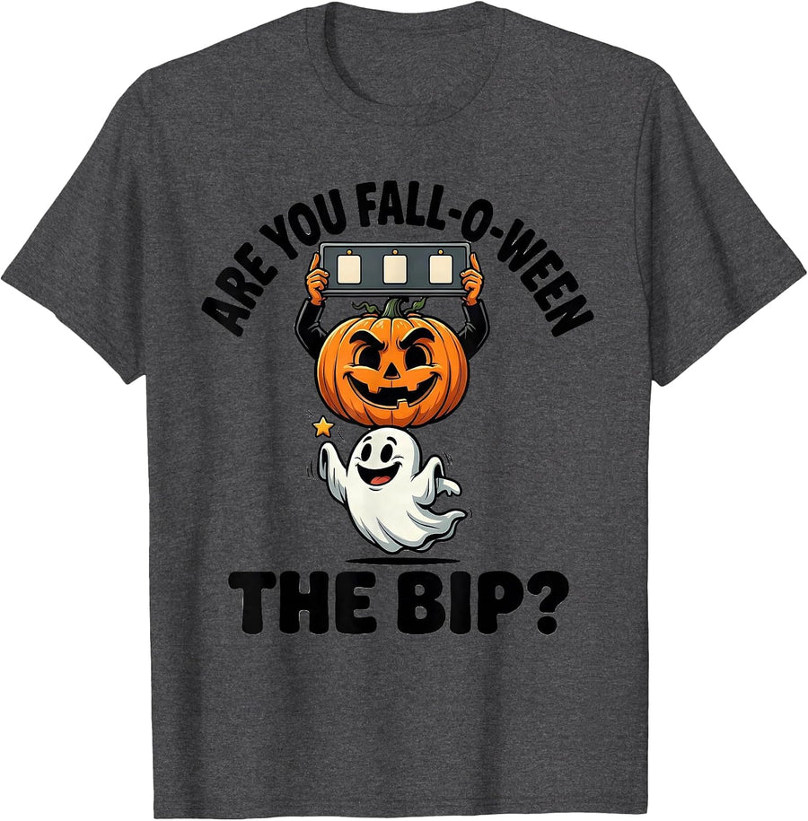 Men's Are You Fall-O-Ween The BIP Funny Teacher Halloween Ghost T-Shirt - Dark Heather Grey