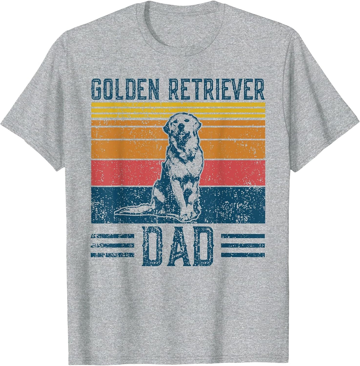 Dog Golden Dad - Vintage Golden Retriever Dad T-Shirt - Heather Grey