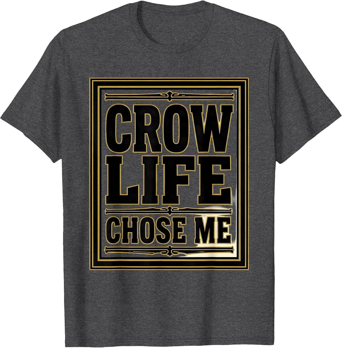 Men's Crow Life Chose Me Dark Bird Lover Design T-Shirt - Dark Heather Grey