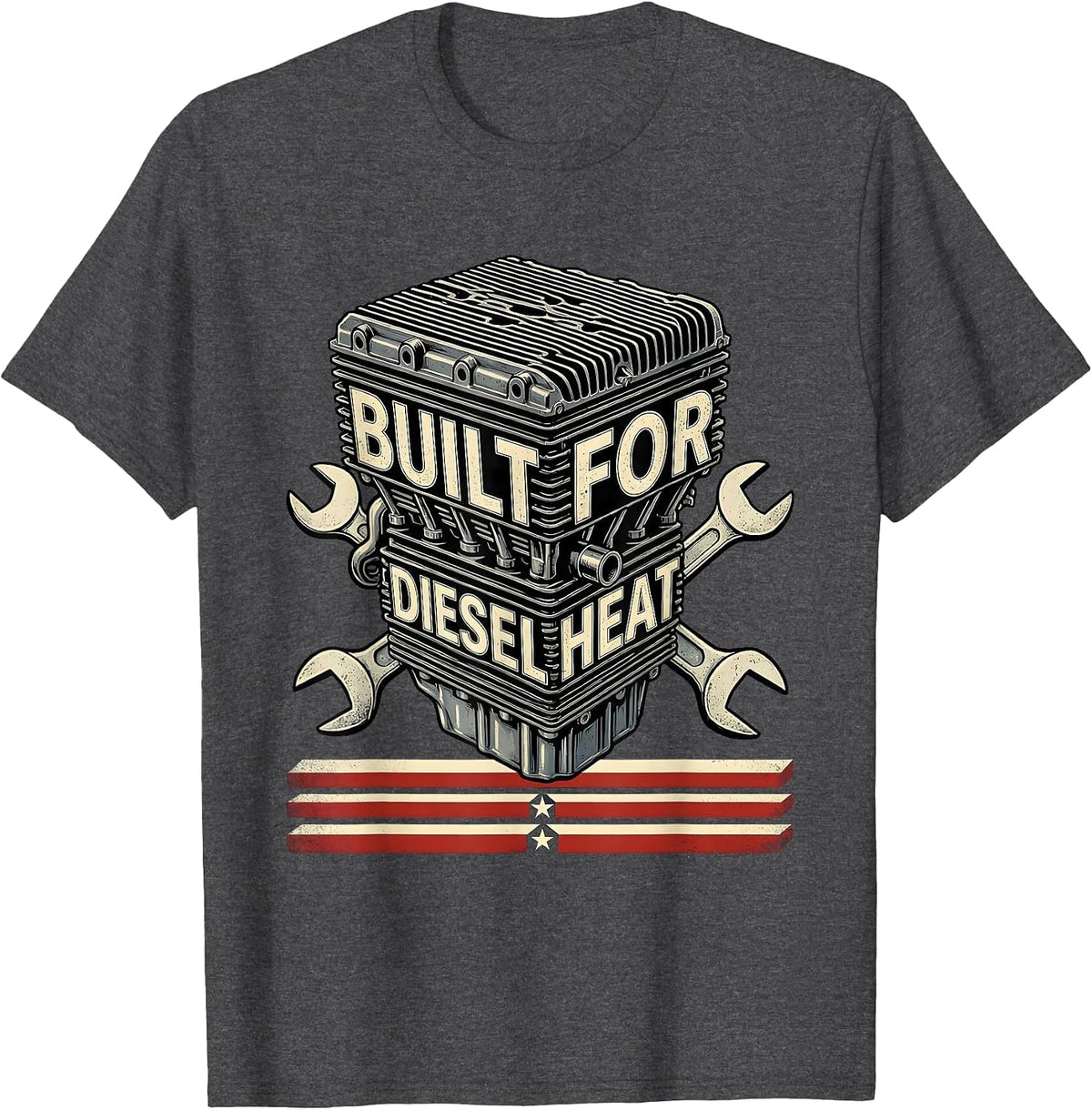 Built For Diesel Heat Stencil Graphic Oilfield Worker T-Shirt - Dark Heather Grey