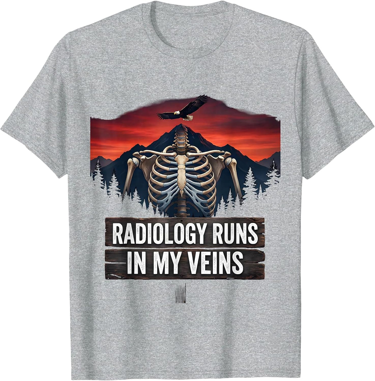 Men's Radiology Runs In My Veins X-Ray Design T-Shirt - Heather Grey