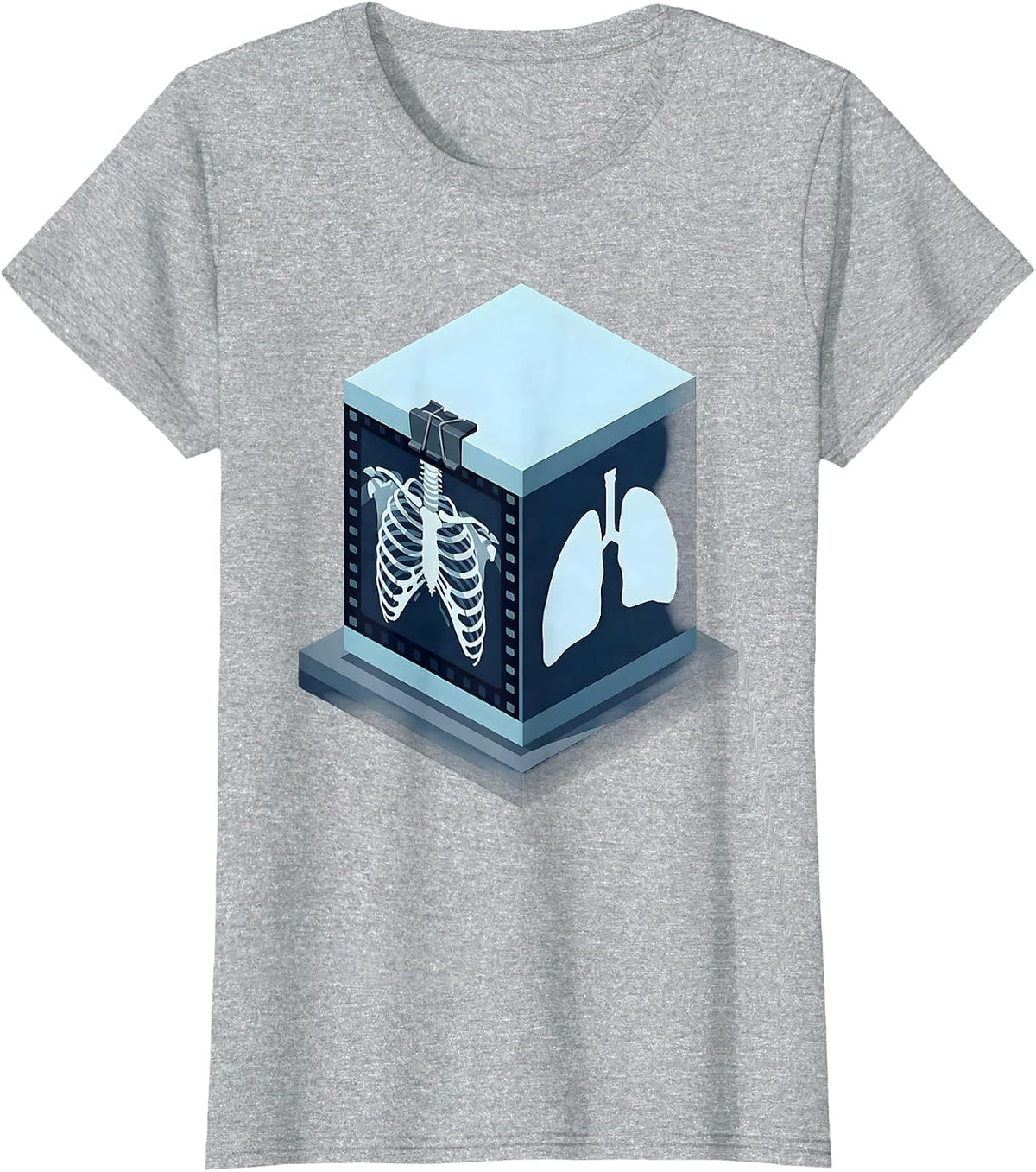 Glowing Chest X-Ray Radiology Illustration T-Shirt - Heather Grey