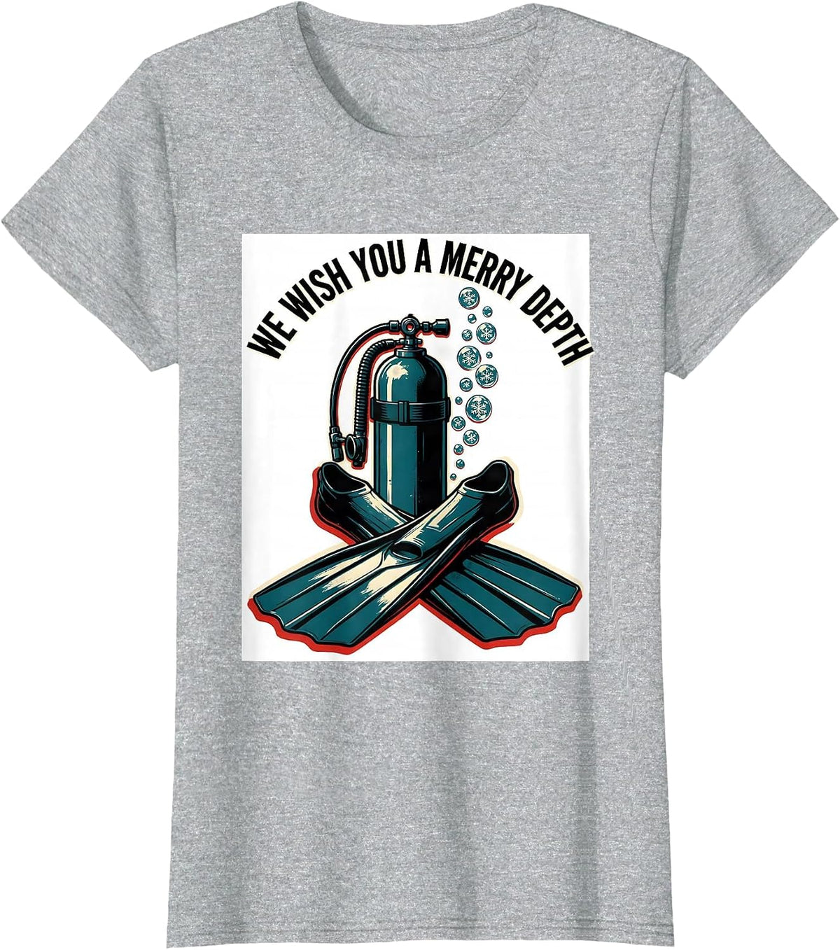 Women's We Wish You A Merry Depth Funny Scuba Diver Gift T-Shirt - Heather Grey