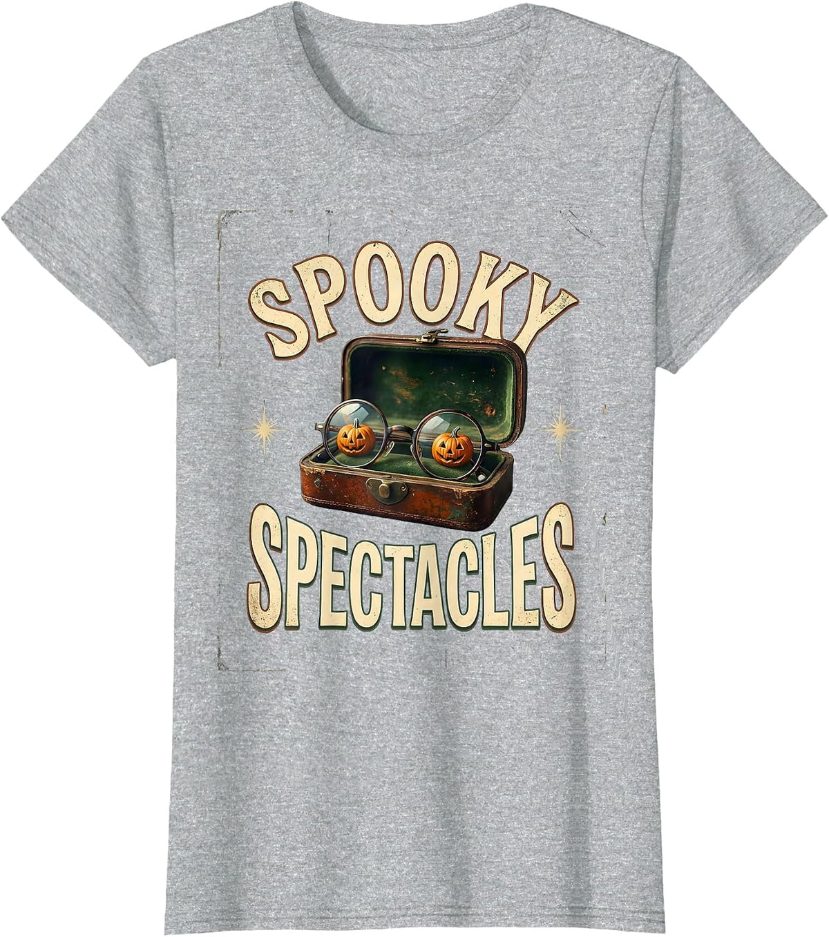 Spooky Spectacles Vintage Funny Optometrist Halloween Eye T-Shirt - Heather Grey