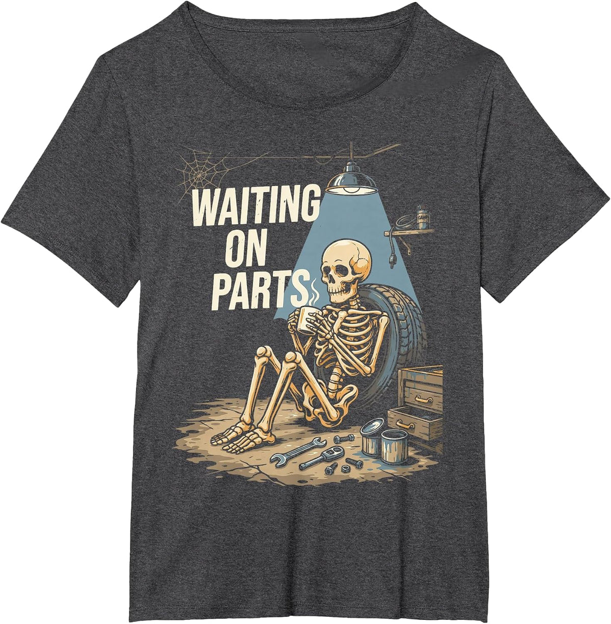 Mechanic Men Auto Repair Waiting on Parts Car Technician T-Shirt - Dark Heather Grey