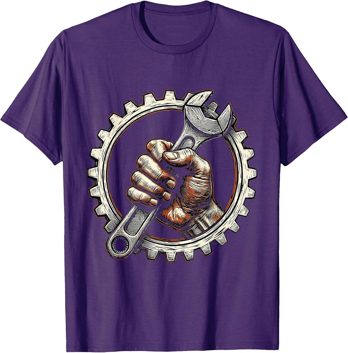Men's Grease Monkey Mechanic Wrench Graphic T-Shirt - Purple