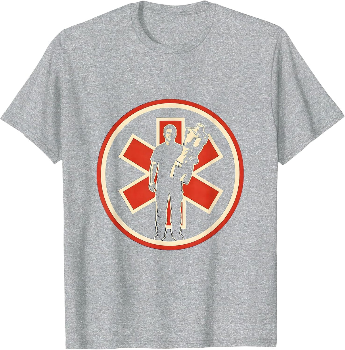 Men's EMT Mannequin Deadpan Humor Stencil Graphic T-Shirt - Heather Grey