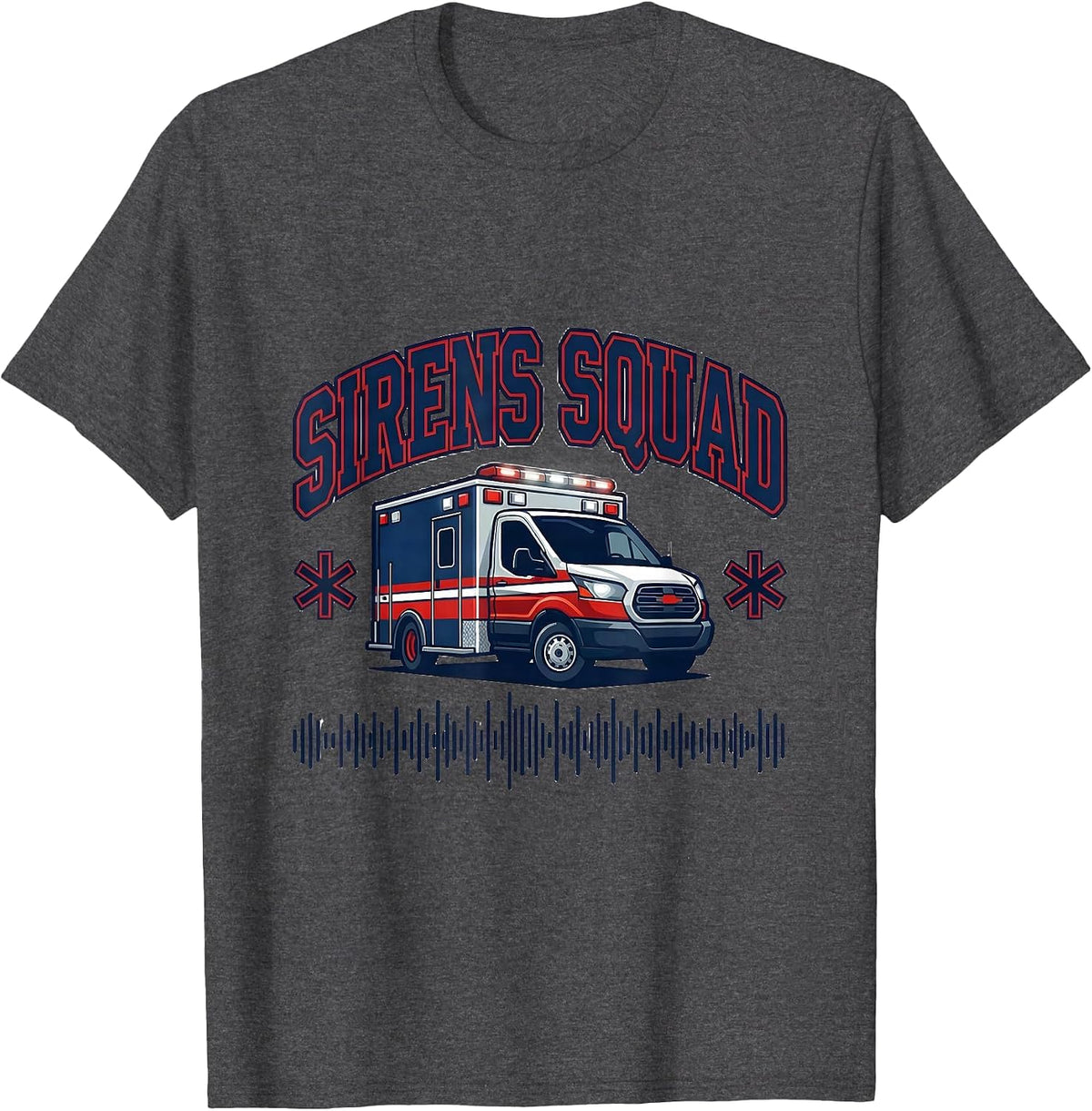 Men's Sirens Squad Sports EMT Paramedic First Responder Humor T-Shirt - Dark Heather Grey