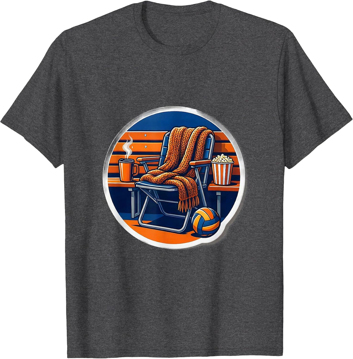 Volleyball Mom Bleacher Life Graphic T-Shirt - Dark Heather Grey