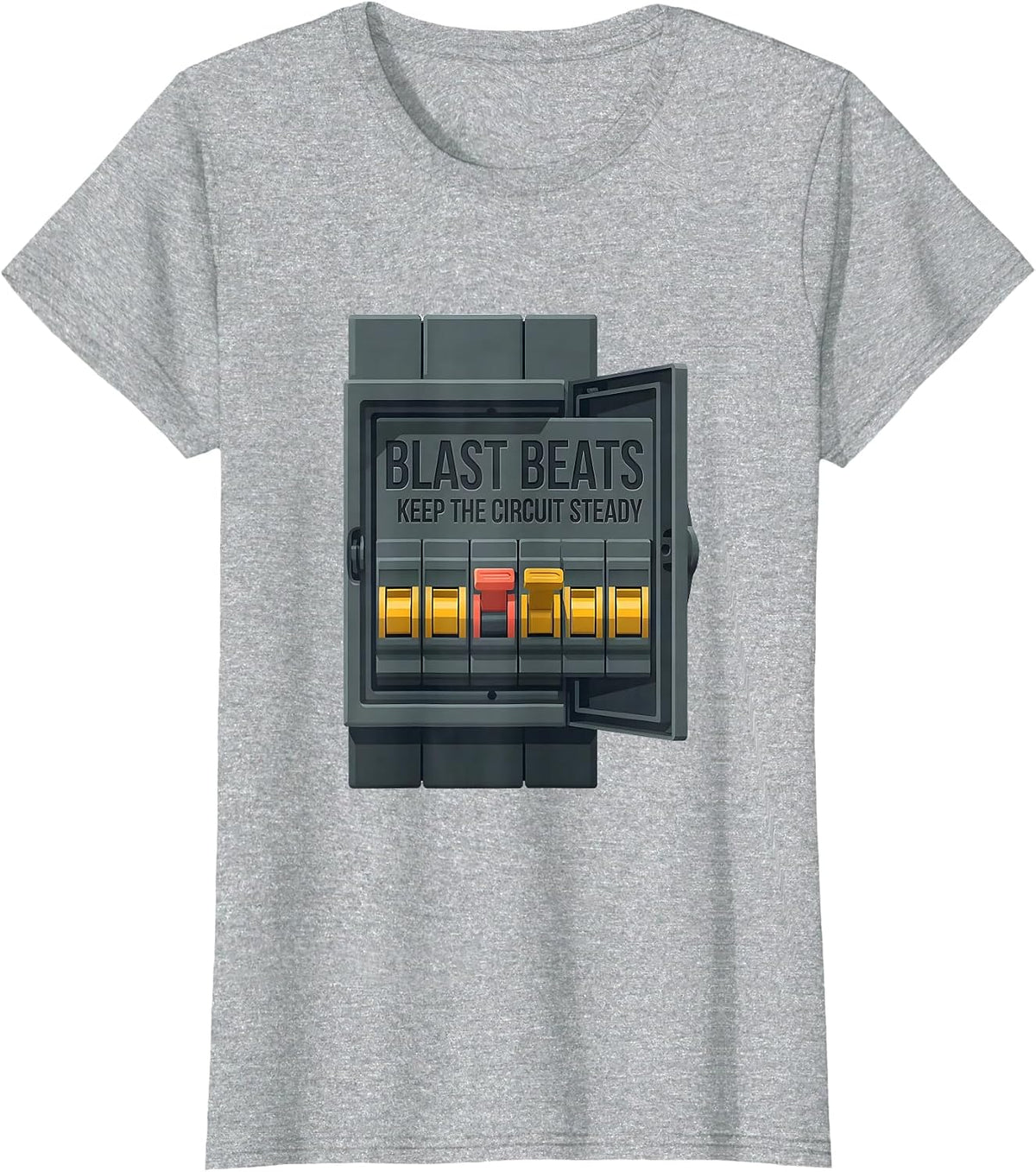 Blast Beats Keep The Circuit Steady Funny Heavy Metal T-Shirt - Heather Grey