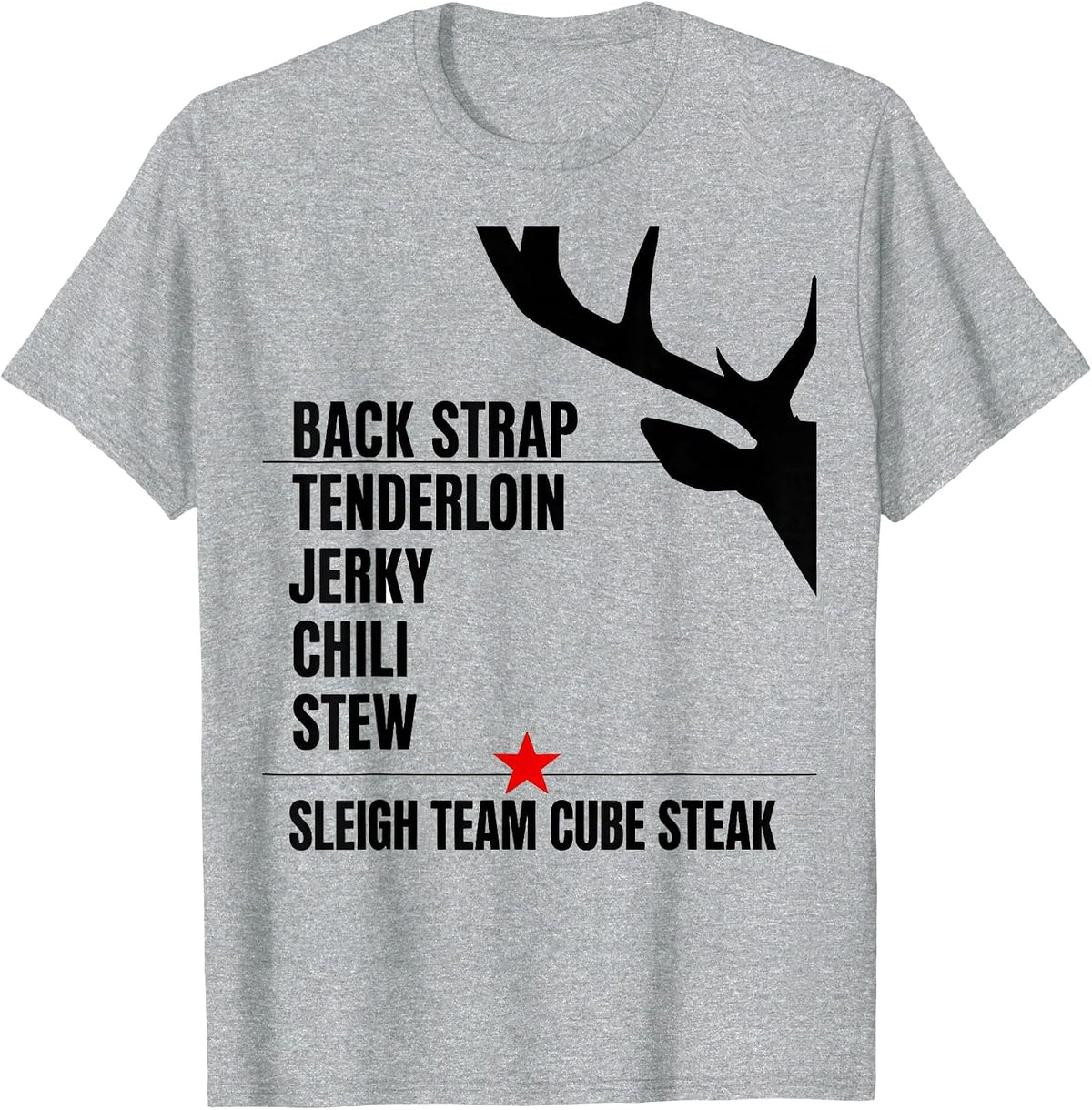 Men's Back Strap Tenderloin Jerky Christmas Deer Hunter Humor T-Shirt - Heather Grey