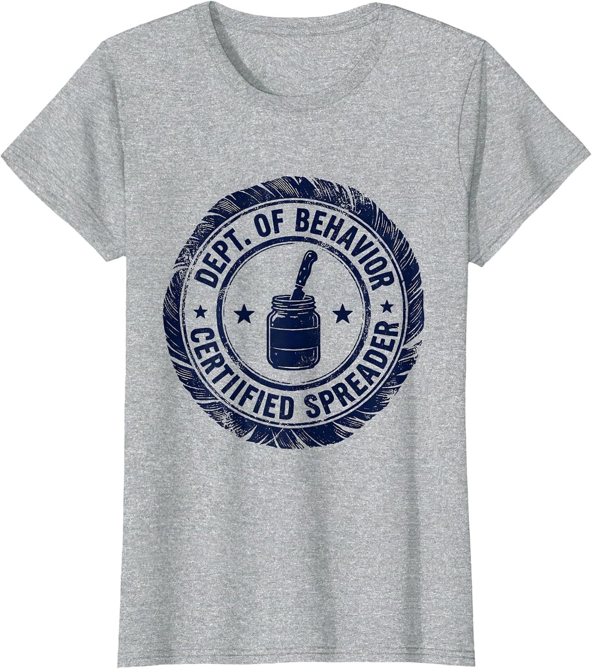 Women's Dept of Behavior Certified Spreader Rubber Stamp Teacher T-Shirt - Heather Grey