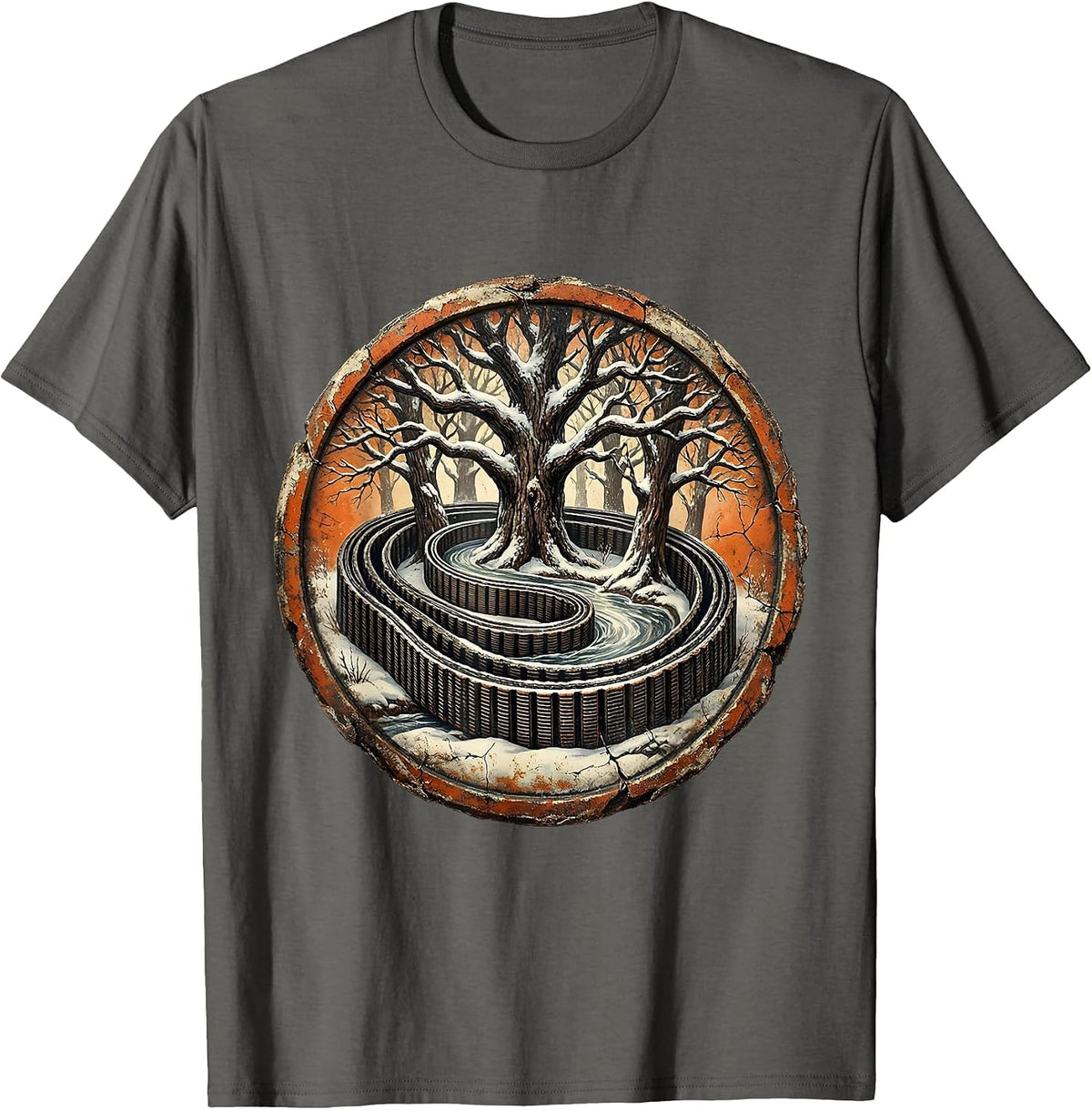 Valley Forge Automotive Serpentine Belt Winter Art T-Shirt - Asphalt Grey