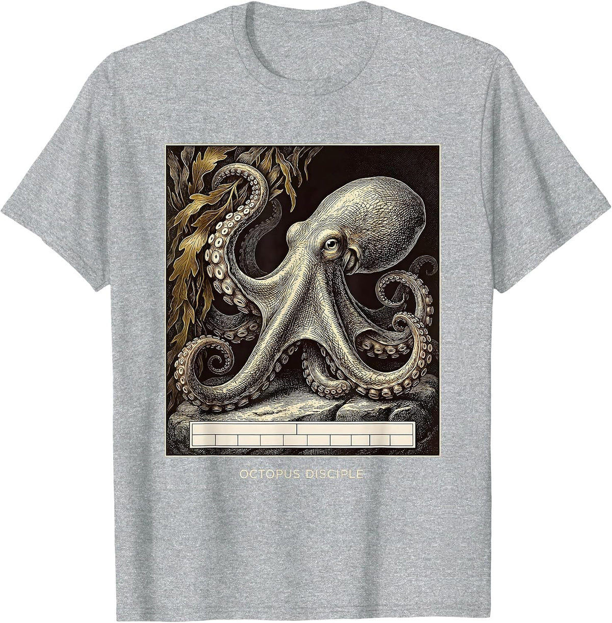 Men's Octopus Disciple Vintage Kraken Sea Monster Octopus Lover T-Shirt - Heather Grey