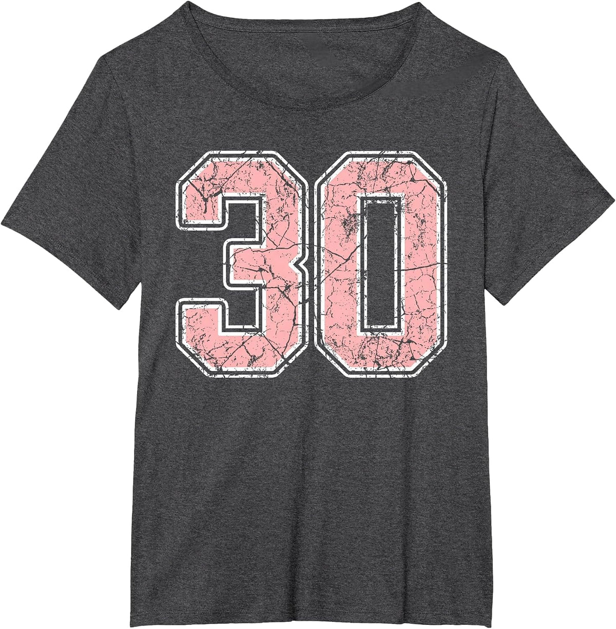 Pink and White Number 30 Jersey Player Uniform #30 Fan T-Shirt - Dark Heather Grey