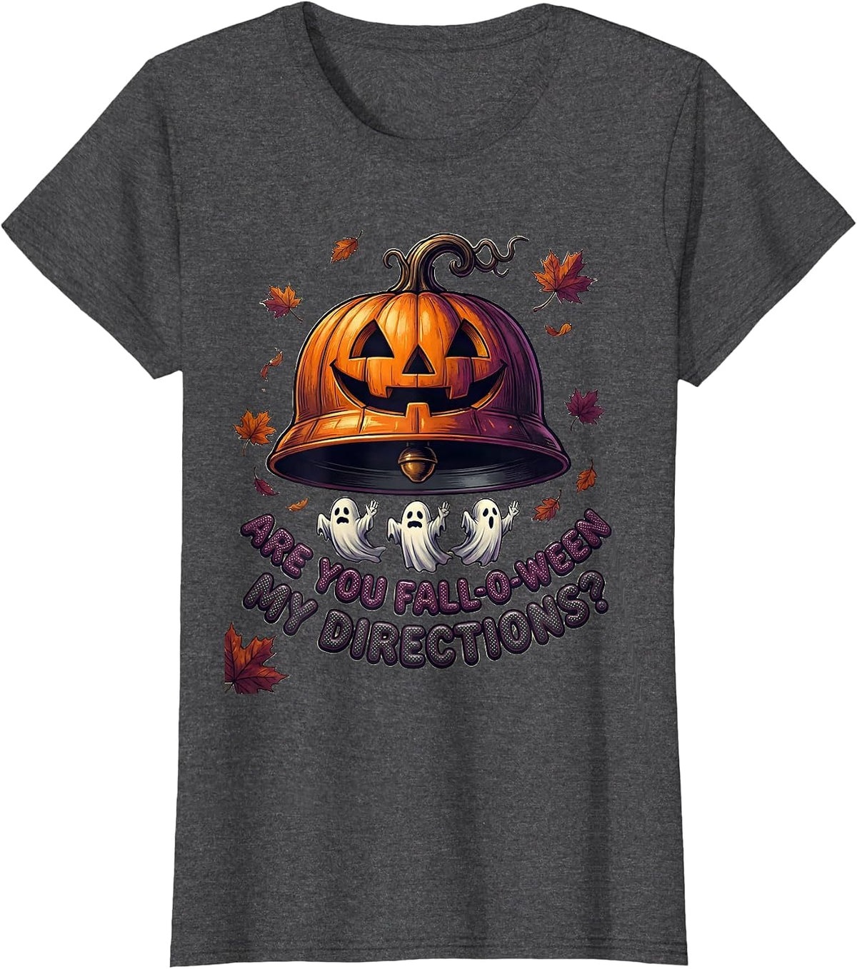 Women's Are You Fall-O-Ween My Directions Teacher Halloween Ghost T-Shirt - Dark Heather Grey