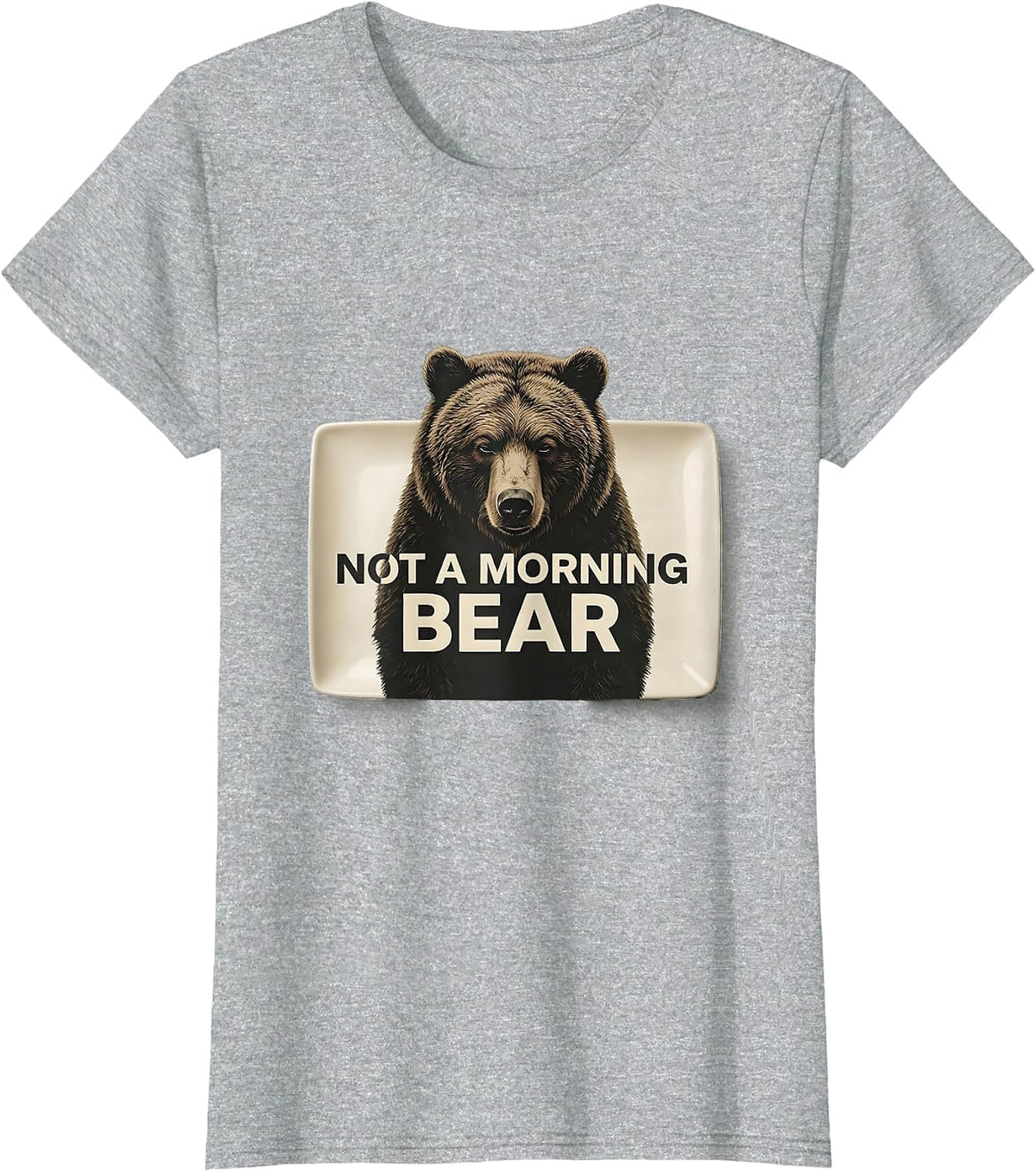 Not a Morning Bear Grumpy Bear Graphic Design T-Shirt - Heather Grey