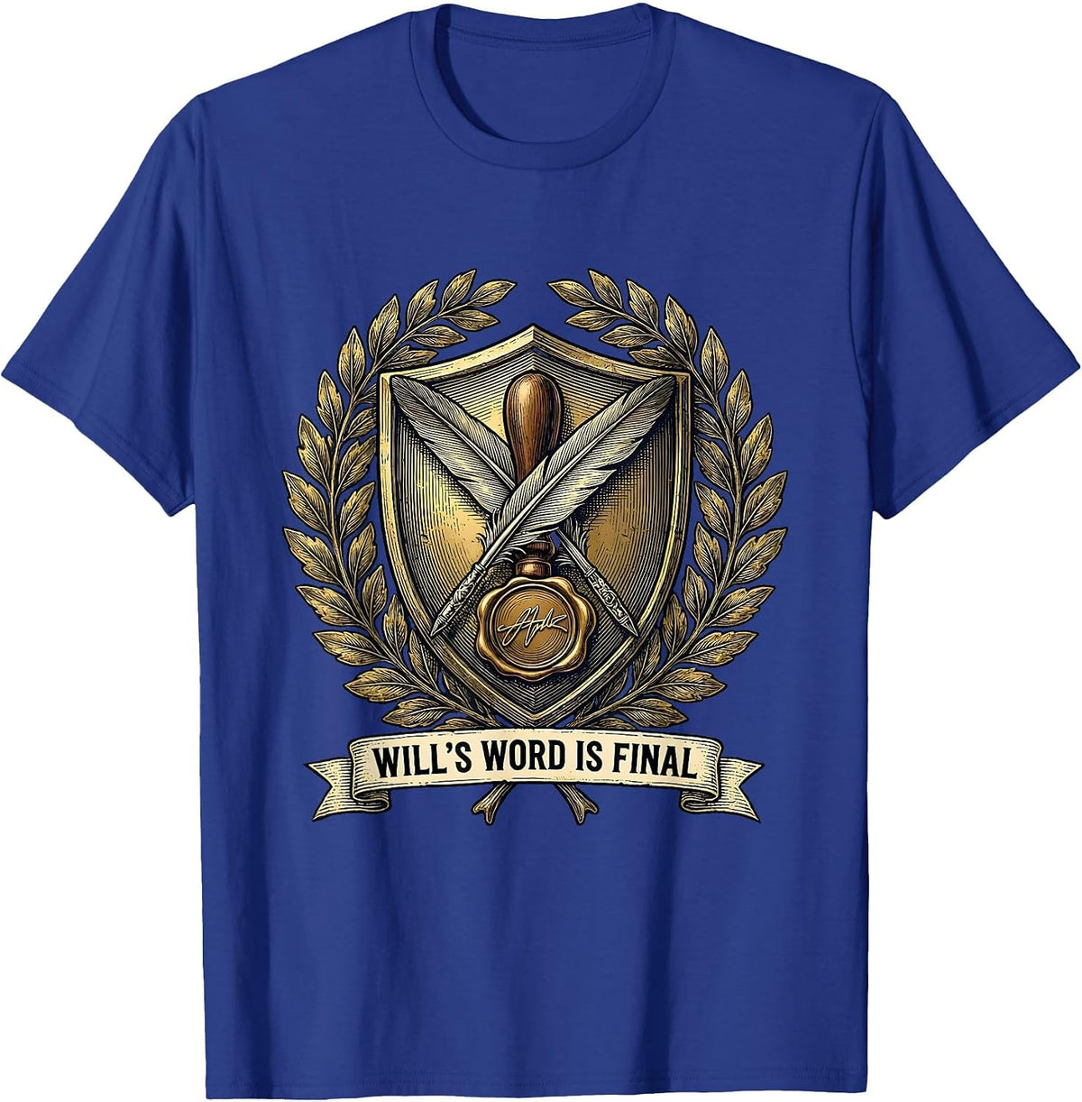 Will's Word Is Final Vintage Literary Humor Shakespeare T-Shirt - Royal Blue