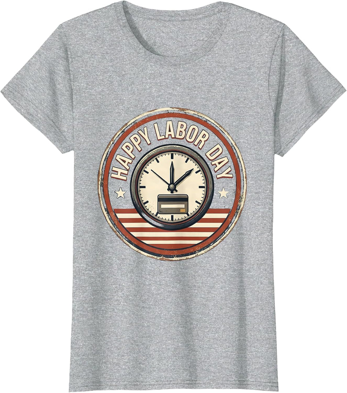Women's Happy Labor Day Vintage Badge Union Worker Patriotic Holiday T-Shirt - Heather Grey