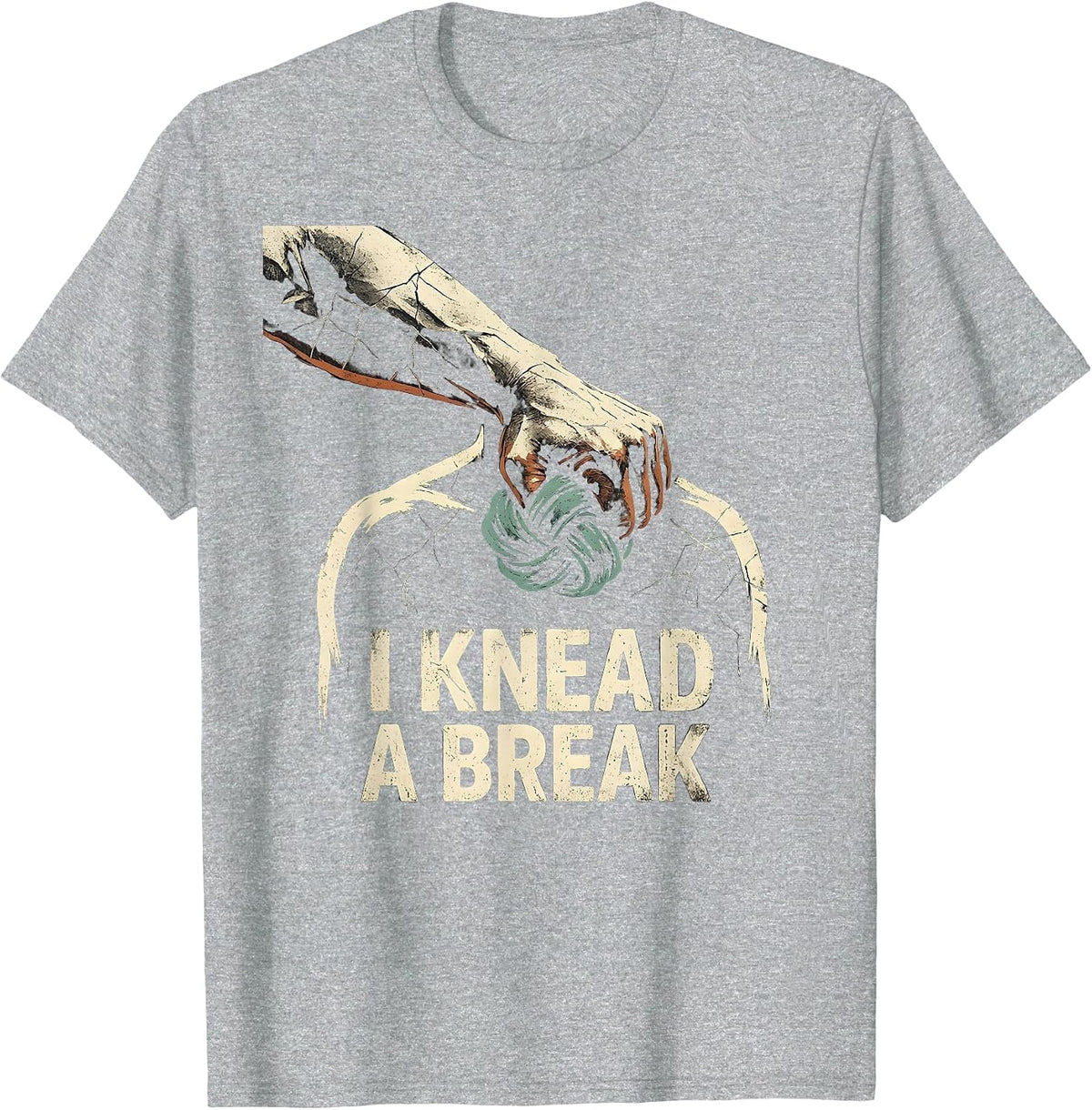 Men's I Knead A Break Distressed Massage Therapist LMT Gift T-Shirt - Heather Grey
