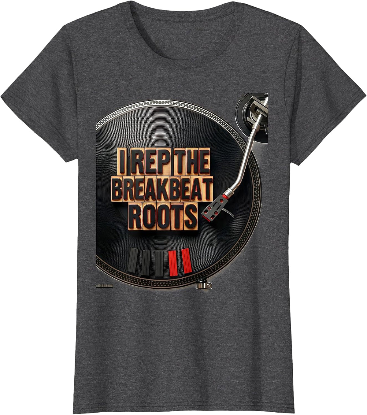 Women's I Rep The Breakbeat Roots Urban Nostalgic Hip Hop Rap T-Shirt - Dark Heather Grey