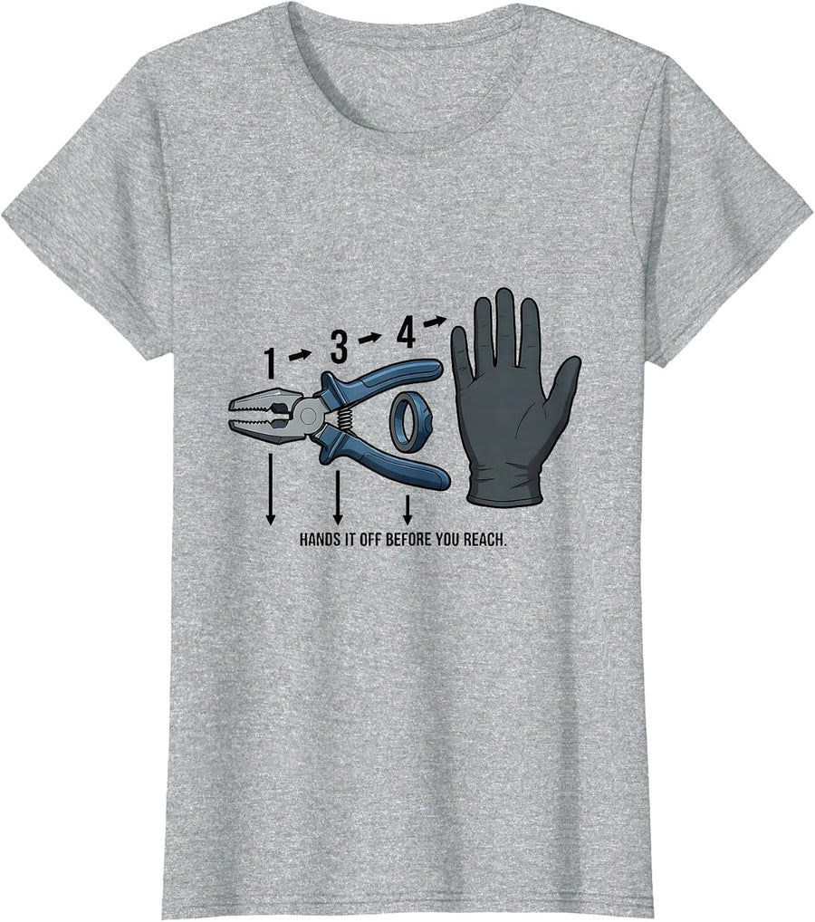 Hands It Off Before You Reach Funny Surgical Tech T-Shirt - Heather Grey