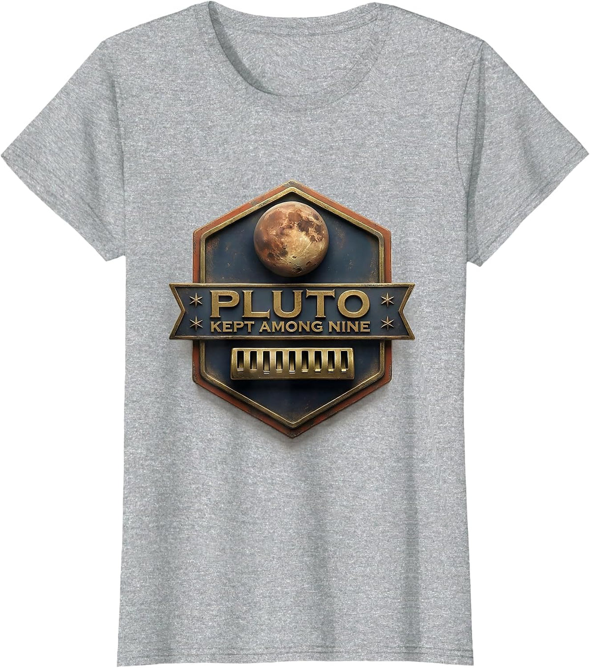 Women's Pluto, Kept Among Nine Funny Retro Astronomy Space Science T-Shirt - Heather Grey