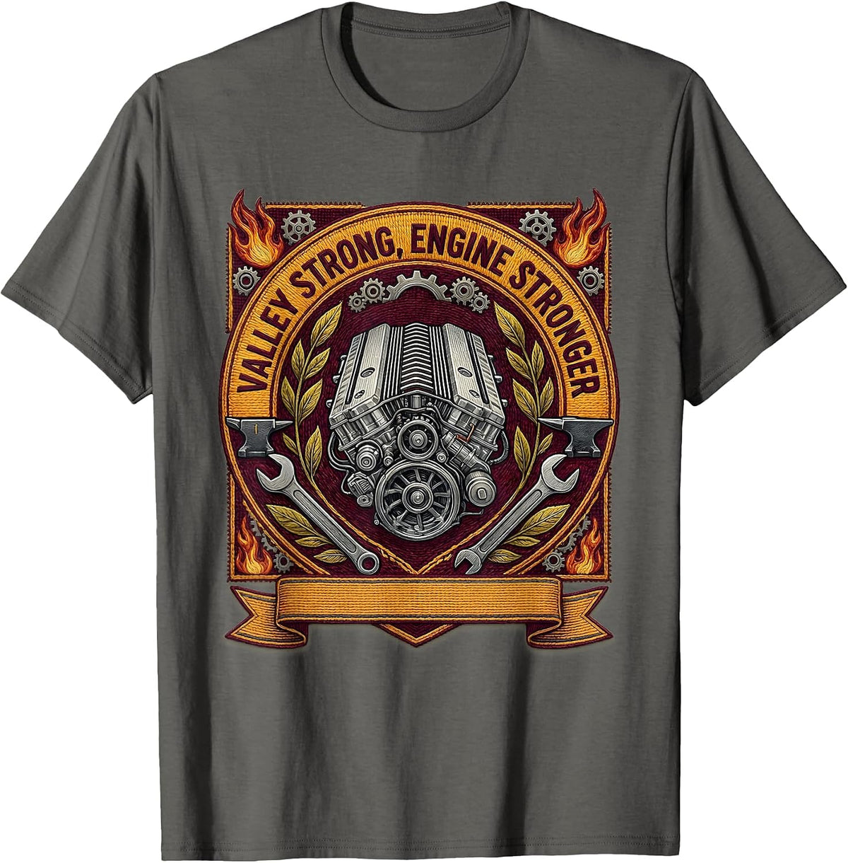 Men's Valley Forge Valley Strong Engine Stronger Design T-Shirt - Asphalt Grey