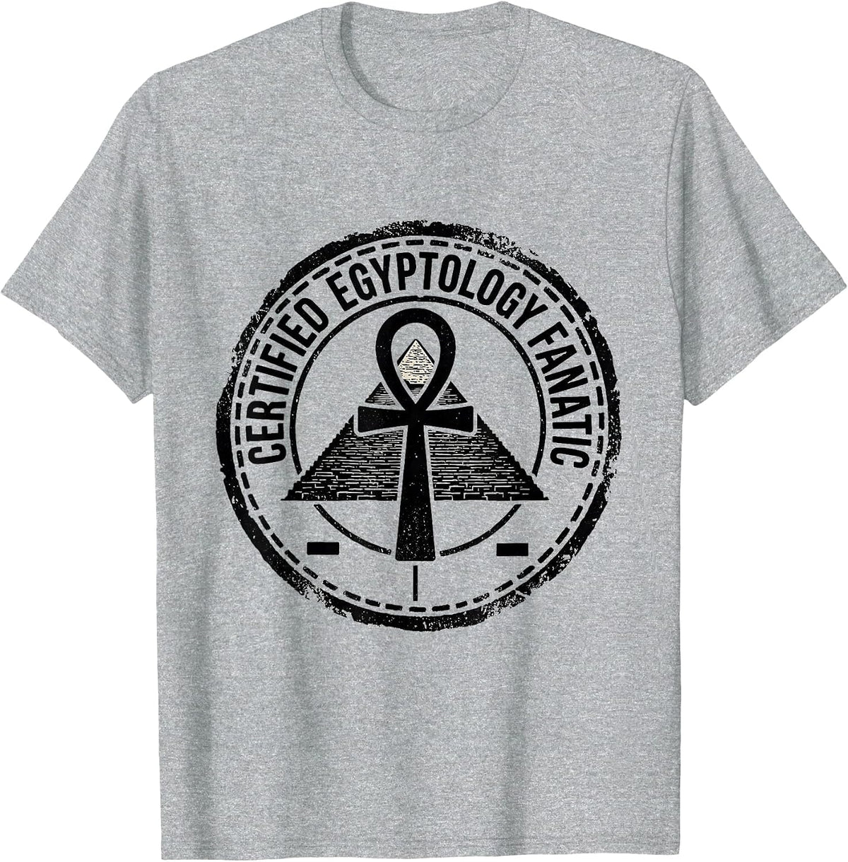 Men's Certified Egyptology Fanatic Funny History Teacher Rubber T-Shirt - Heather Grey