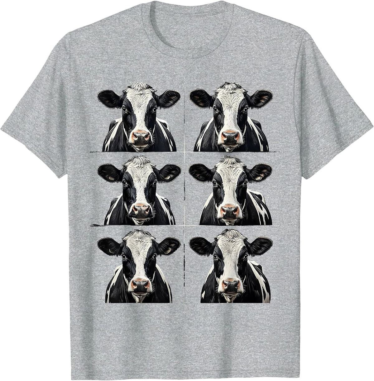 Men's Holstein Cow Portrait Funny Farm Animal Humor T-Shirt - Heather Grey