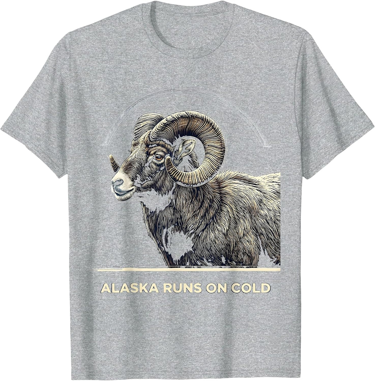 Men's Alaska Runs On Cold Topographic Contour Dall Sheep Nature T-Shirt - Heather Grey
