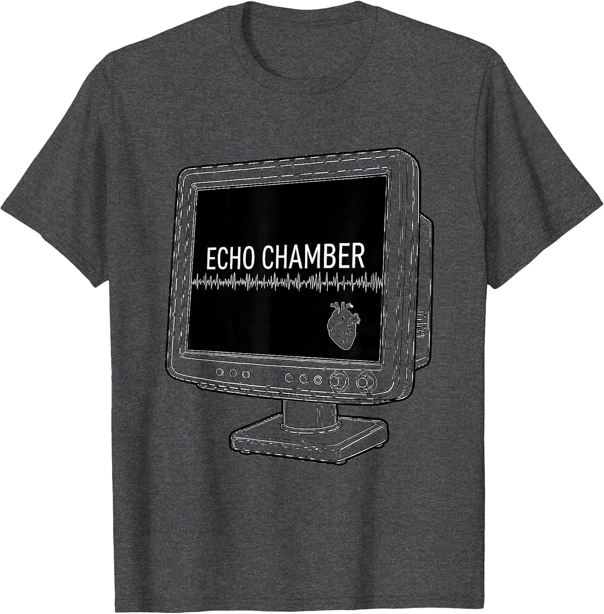 Men's Echo Chamber Funny Sonographer Ultrasound Tech Humor T-Shirt - Dark Heather Grey