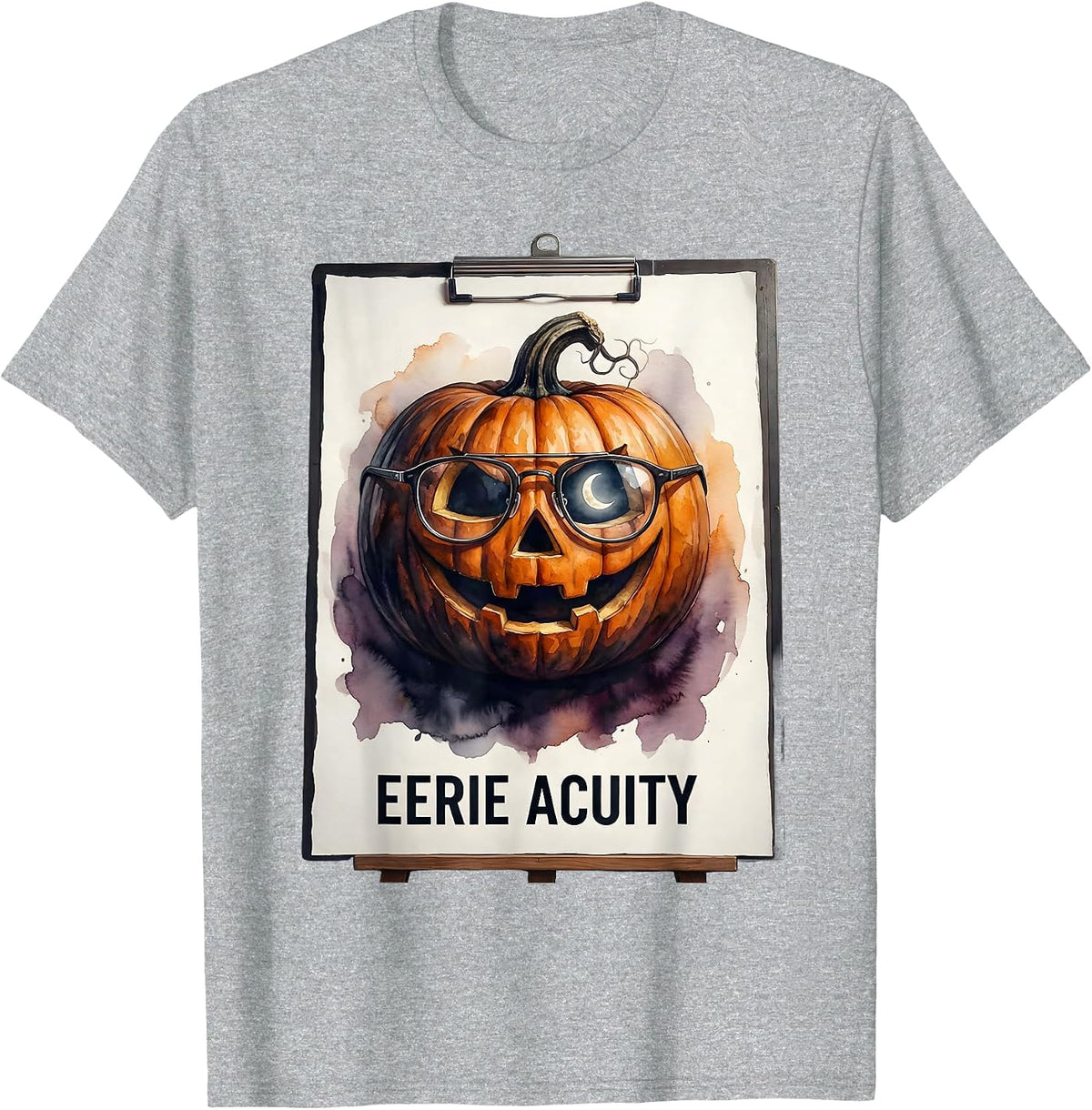 Men's Eerie Acuity Watercolor Halloween Optometrist Eye Doctor T-Shirt - Heather Grey
