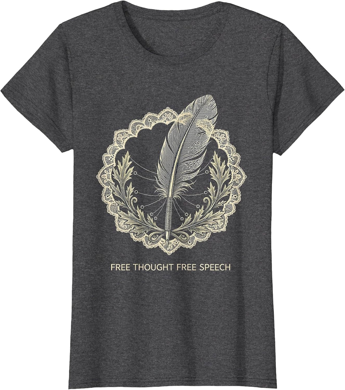 Women's Free Thought Free Speech 1st Amendment Design T-Shirt - Dark Heather Grey