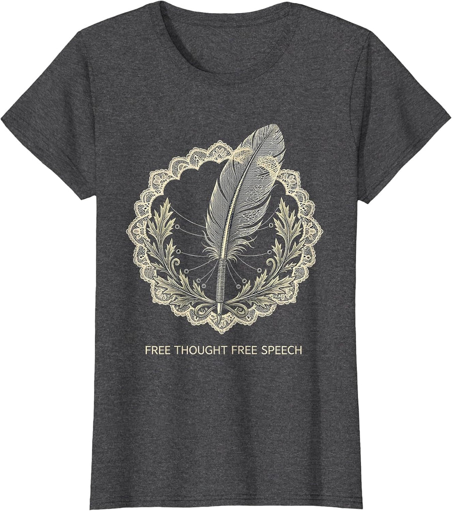 Women's Free Thought Free Speech 1st Amendment Design T-Shirt - Dark Heather Grey