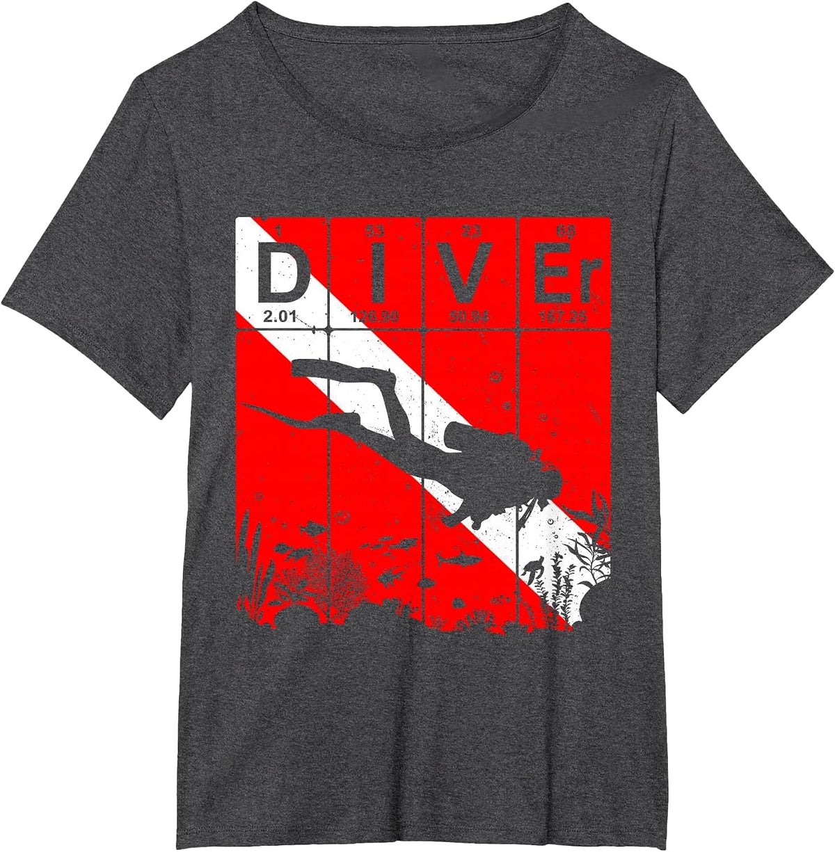Scuba Diver Periodic Table Elements Scuba Diving Flag T-Shirt - Dark Heather Grey