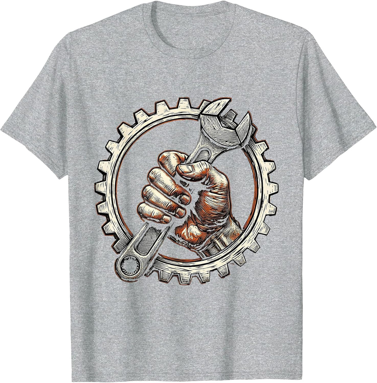 Men's Grease Monkey Mechanic Wrench Graphic T-Shirt - Heather Grey