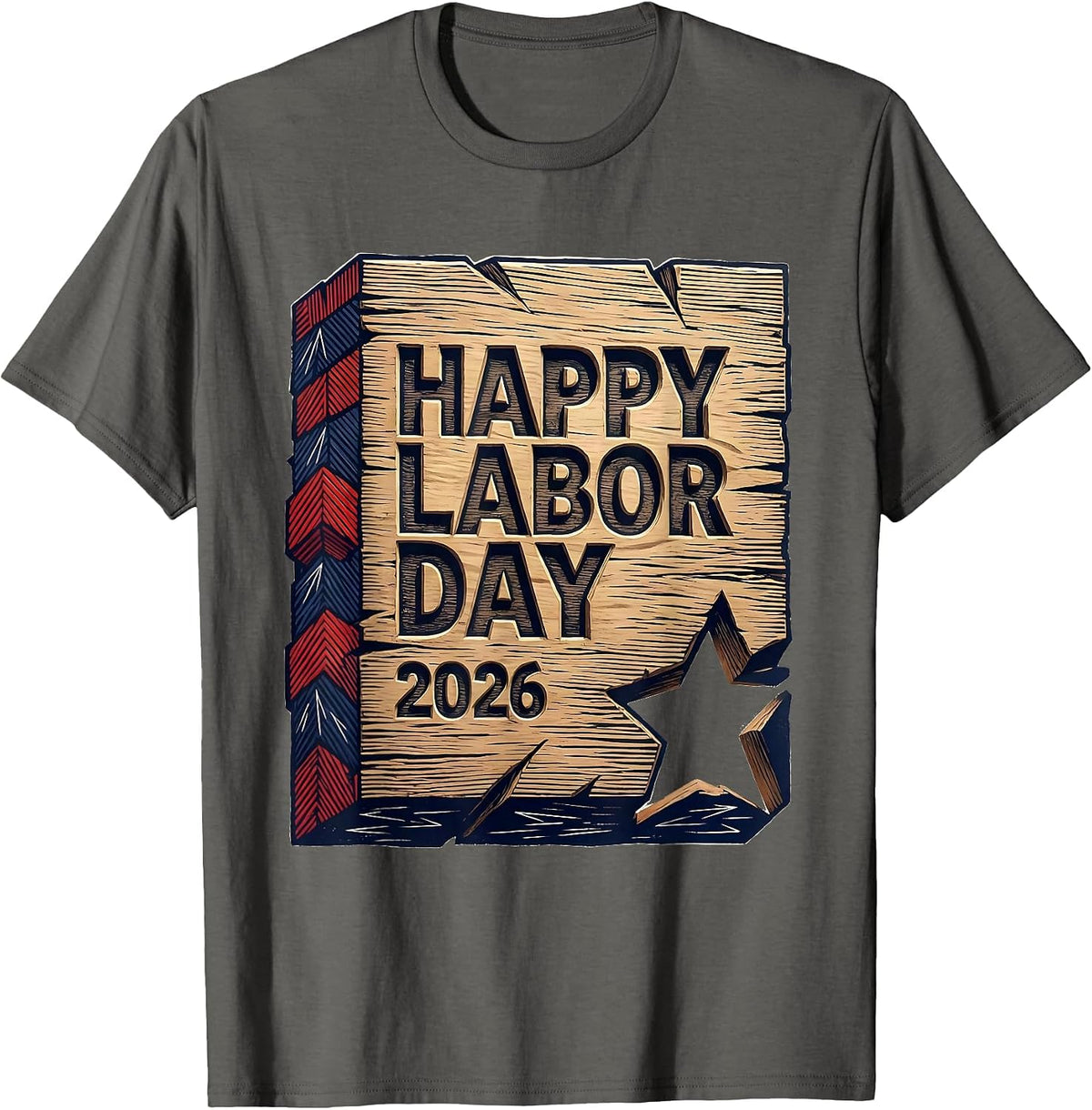 Men's Happy Labor Day 2026 Patriotic Union Pride Labor Day Gift T-Shirt - Asphalt Grey