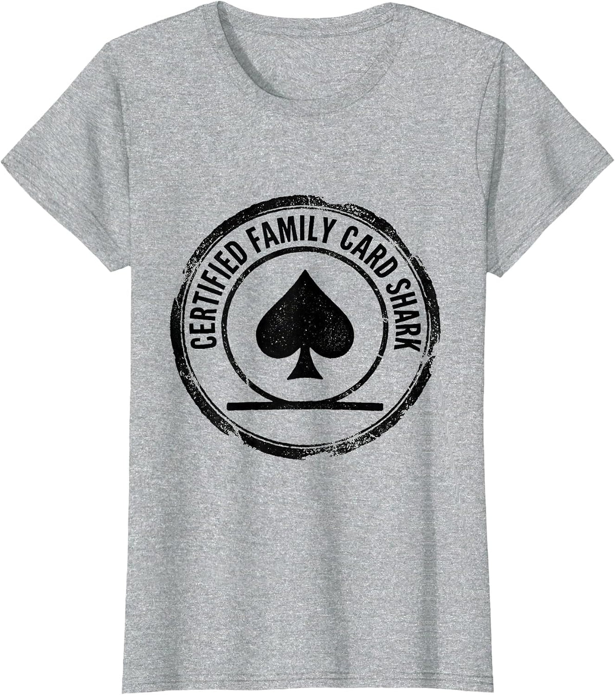 Certified Family Card Shark Funny Gambler Poker Player Humor T-Shirt - Heather Grey